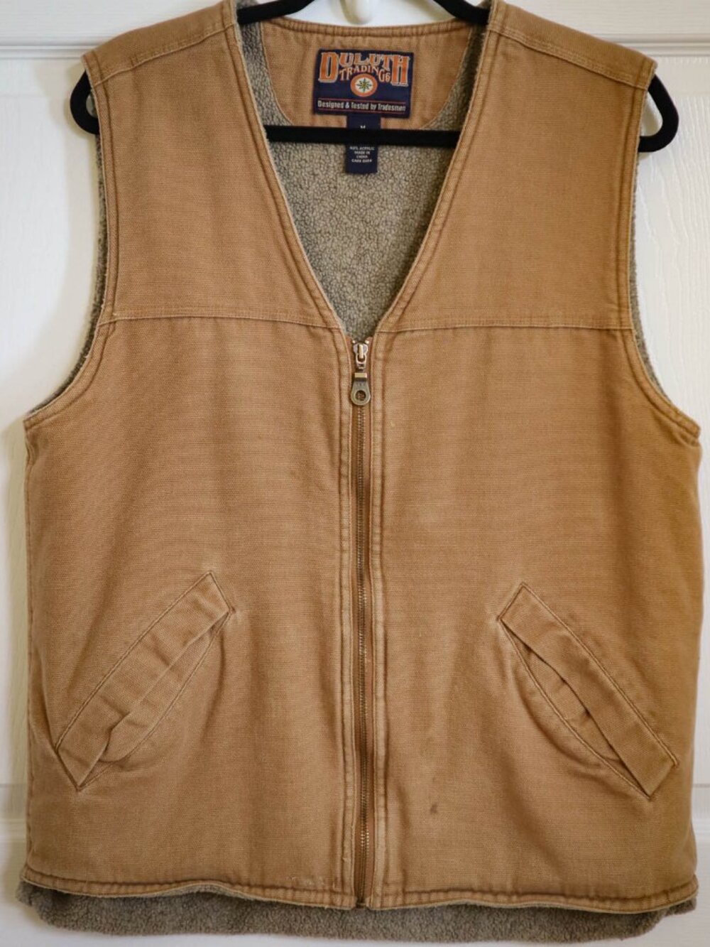 Duluth Trading Utility Zip Up Vest Work Wear Sherpa Lined Sz M Fishing Outdoors